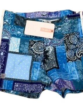 Sylvia P "Halliday Shorts" Child 10 Blue Patchwork Paisley Shorts NWT